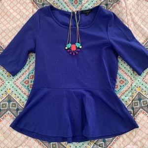 Cute Blue Peplum Top